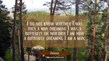 I do not know whether I was then a man dreaming I was a butterfly or whether I am now a butterfly d Zhuangzi Quotes