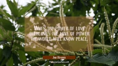 When the power of love overcomes the love of power the world will know peace. Jimi Hendrix Quotes