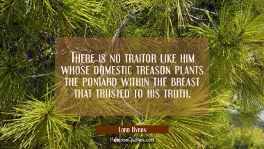 There is no traitor like him whose domestic treason plants the poniard within the breast that trust