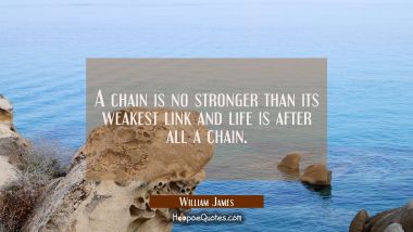 A chain is no stronger than its weakest link and life is after all a chain.