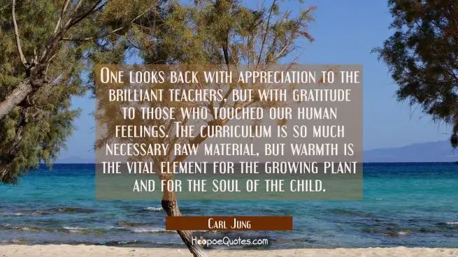 One looks back with appreciation to the brilliant teachers but with gratitude to those who touched